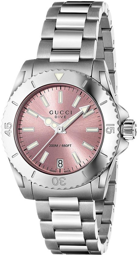 Gucci Women`s Pink Dial Stainless Steel Band Watch - YA136401